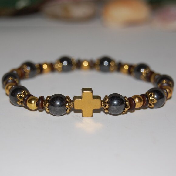 Cross Bracelet,Rosary Bracelet,Magnetic Bracelet,Cross Rosary Bracelet,Magnetic - Picture 1 of 3